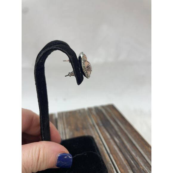 Women's Cushion Pink Stone CZ Earrings Stud - Picture 4 of 6